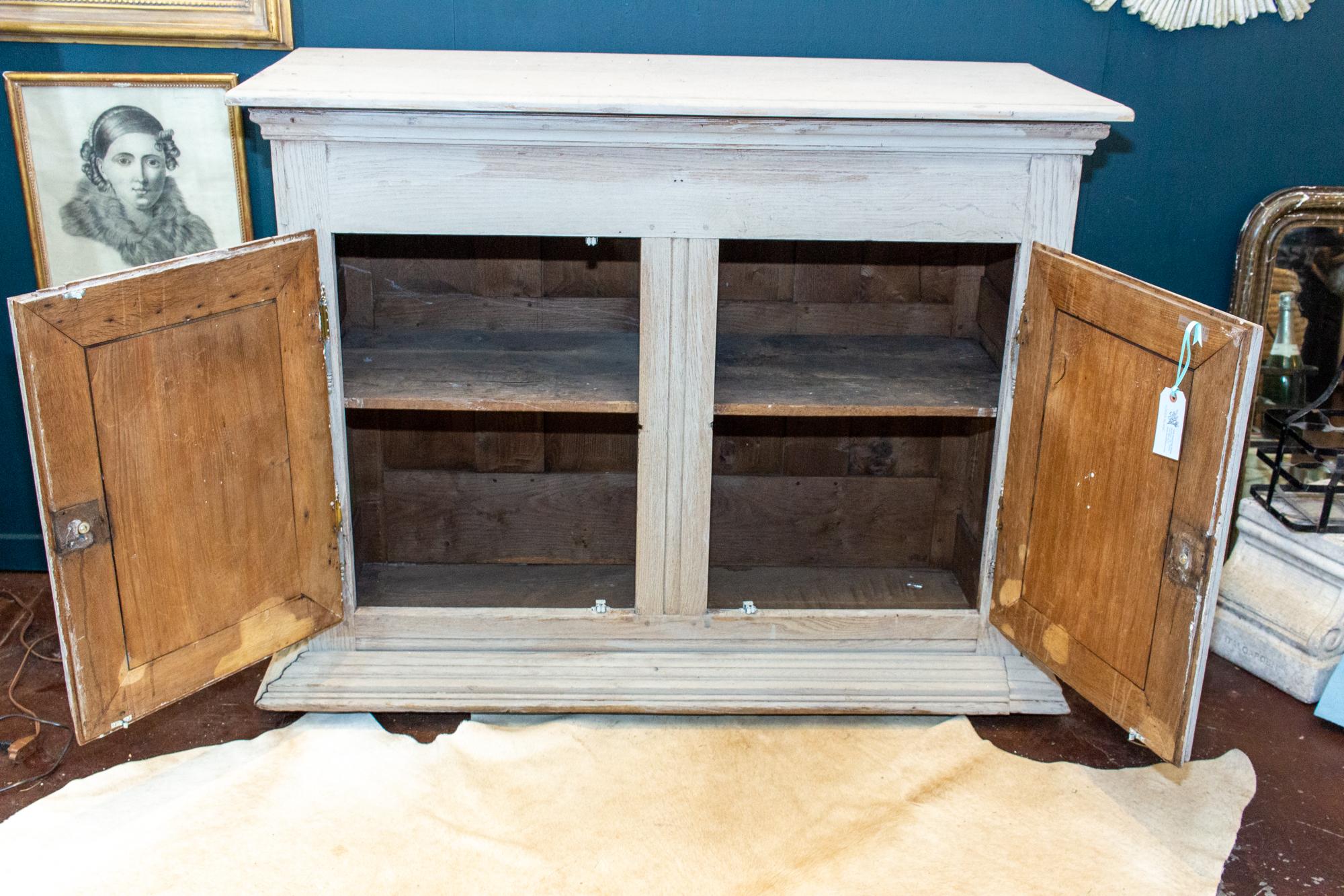 Large Antique French Oak Buffet in Greige Wash Finish  For Sale 6