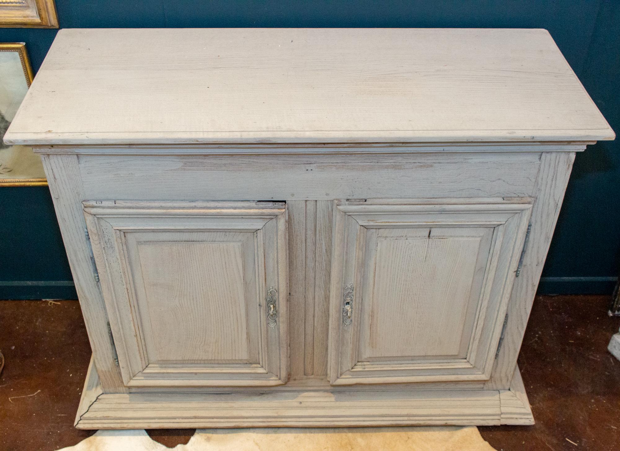 Large Antique French Oak Buffet in Greige Wash Finish  For Sale 15