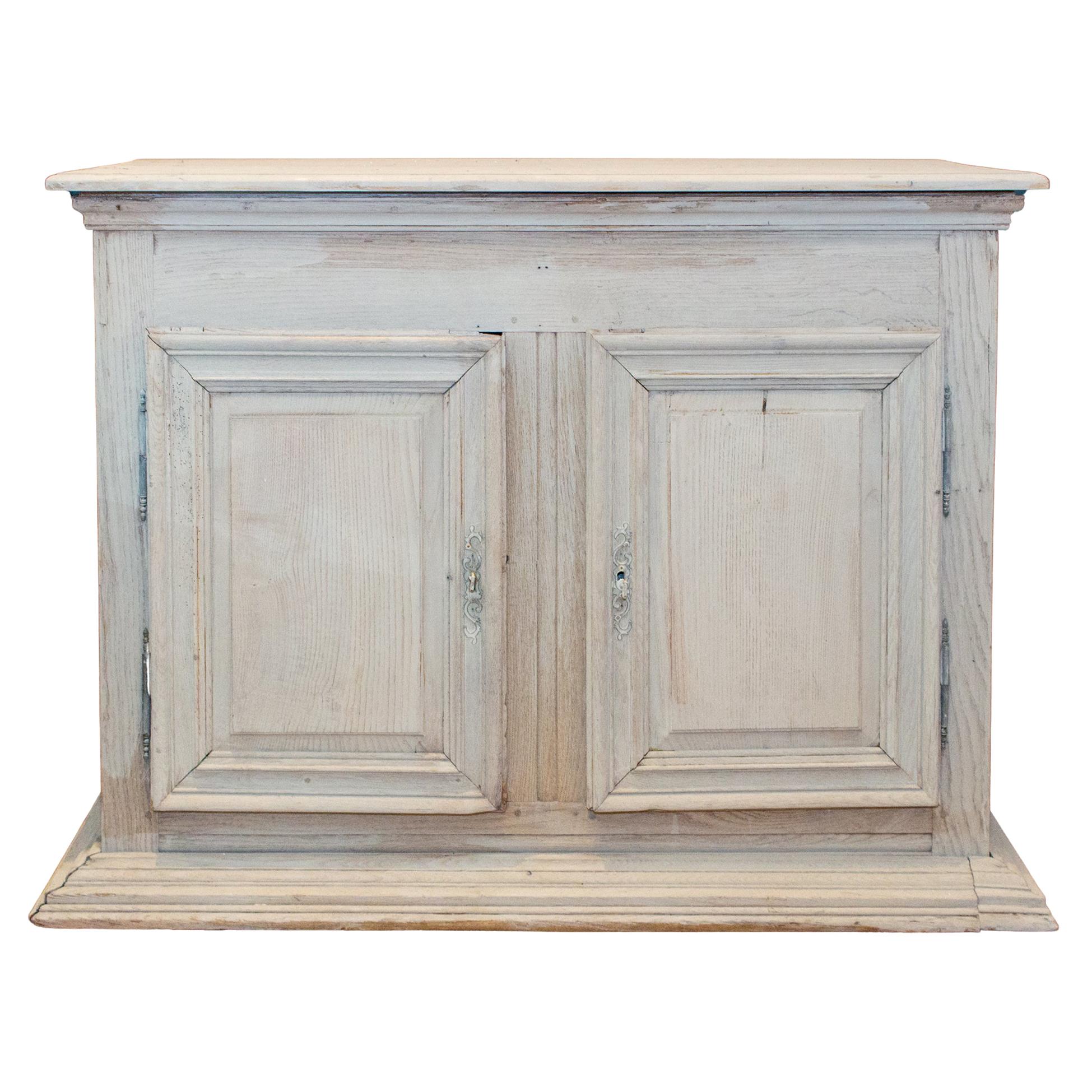 Large Antique French Oak Buffet in Greige Wash Finish  For Sale
