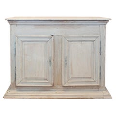 Large Antique French Oak Buffet in Greige Wash Finish 