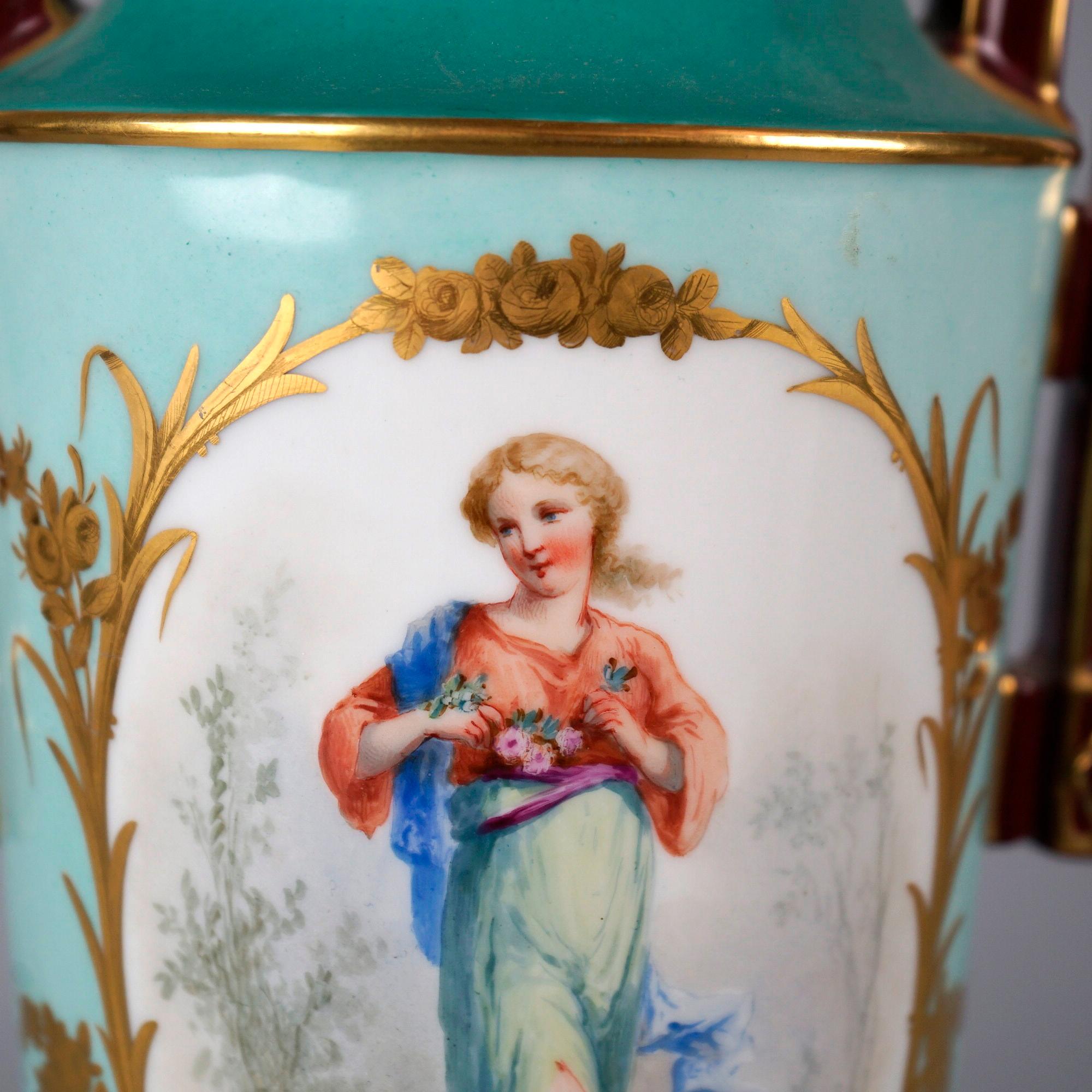 Large Antique French Old Paris Porcelain Hand Painted & Gilt Portrait Vase 19thC 2