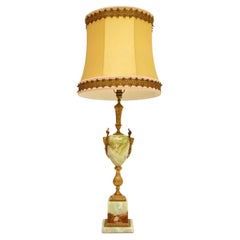 Large Antique French Onyx & Gilt Metal Table Lamp