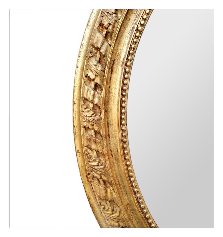 Large Antique French Oval Giltwood Mirror, Napoleon III Style, circa 1860 In Good Condition In Paris, FR