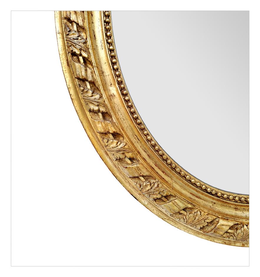 Large Antique French Oval Giltwood Mirror, Napoleon III Style, circa 1860 1
