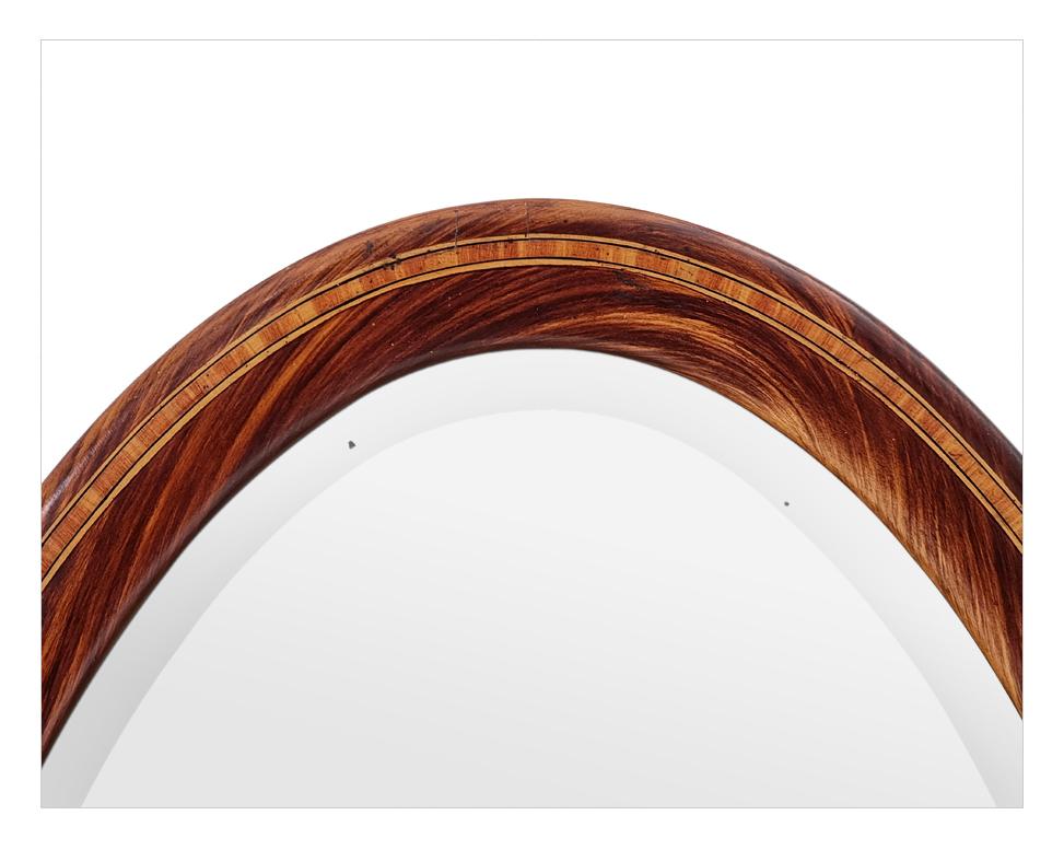 Large Antique French Oval Mirror, Wood Decor, Art Deco Period, circa 1926 In Good Condition For Sale In Paris, FR