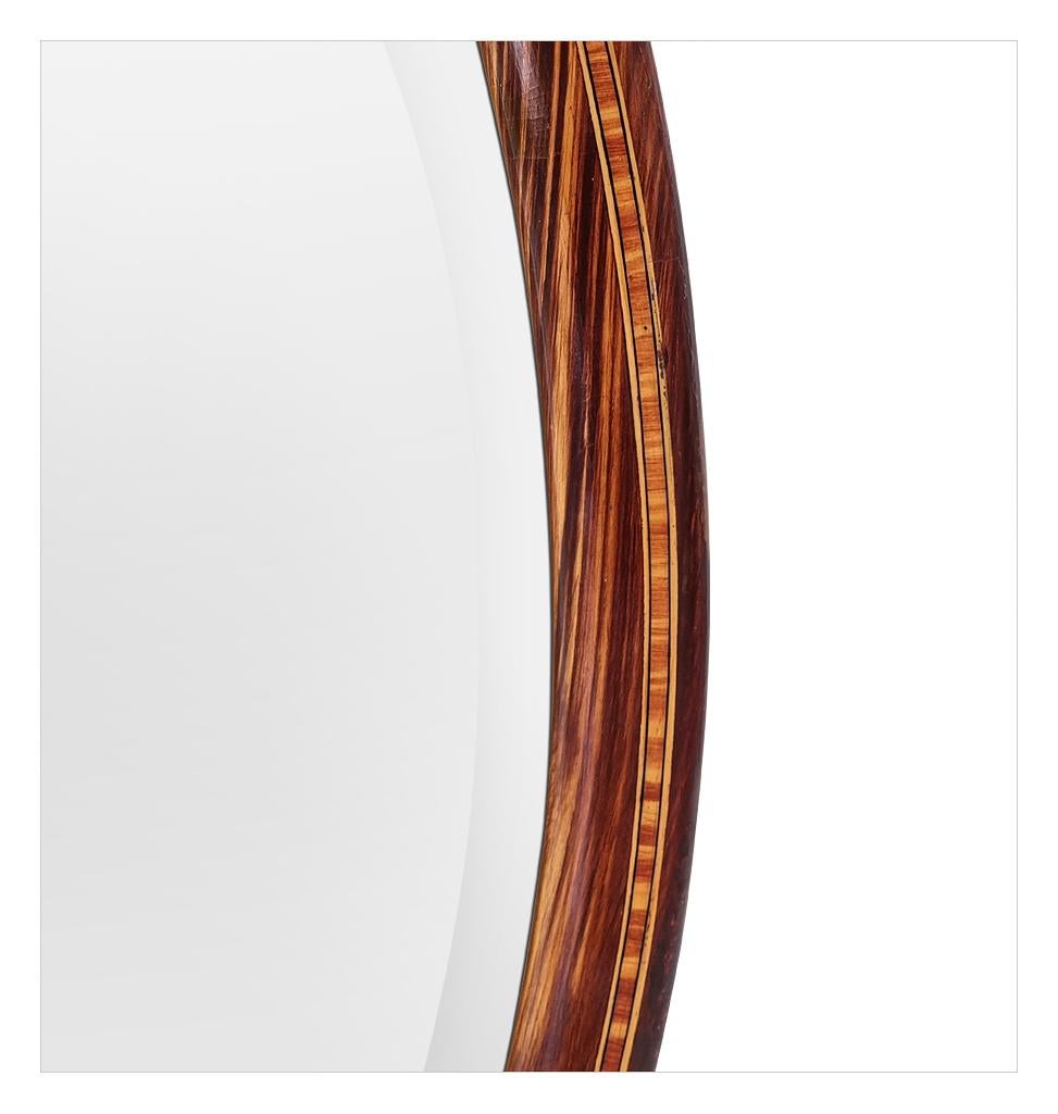 Large Antique French Oval Mirror, Wood Decor, Art Deco Period, circa 1926 For Sale 2