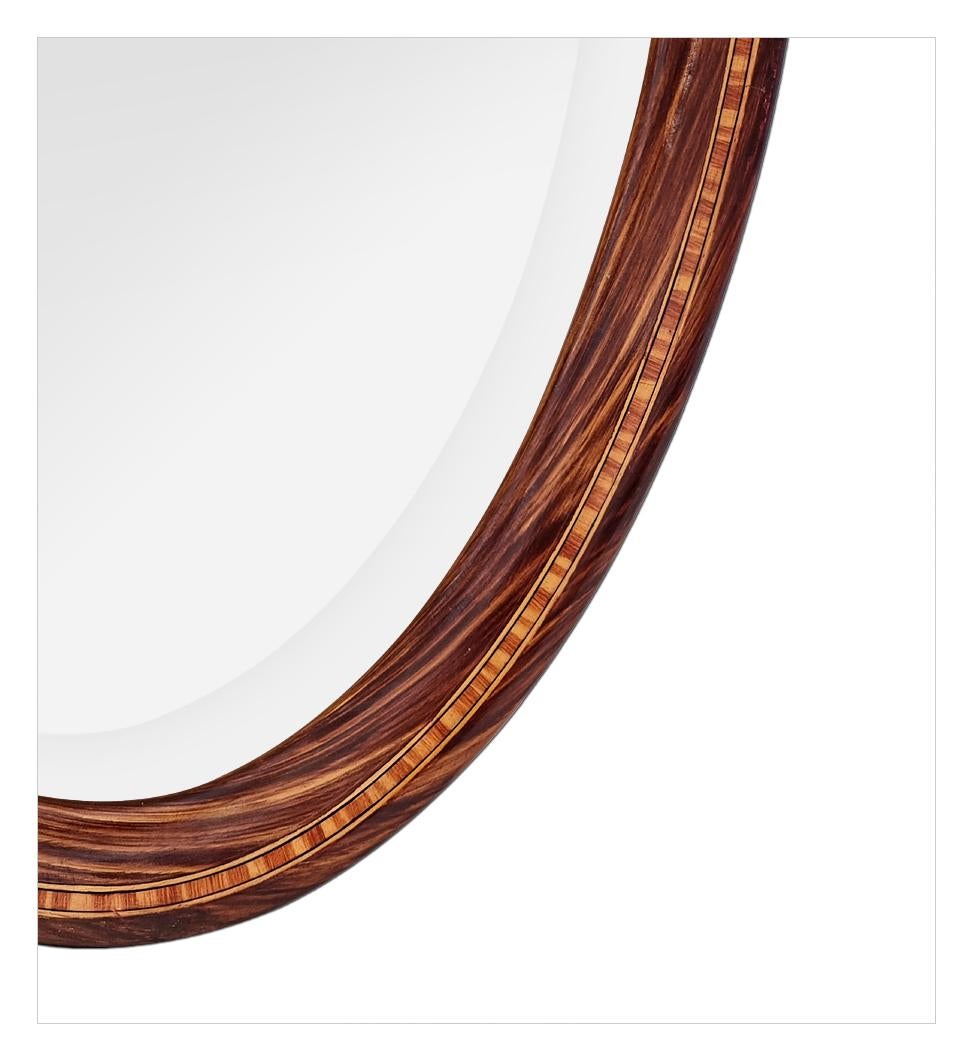 Large Antique French Oval Mirror, Wood Decor, Art Deco Period, circa 1926 For Sale 4