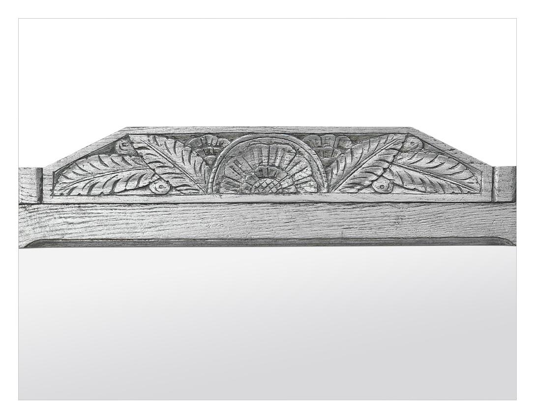Large Antique French Overmantel Mirror, Silvered Carved Oak Wood, circa 1940 In Good Condition For Sale In Paris, FR