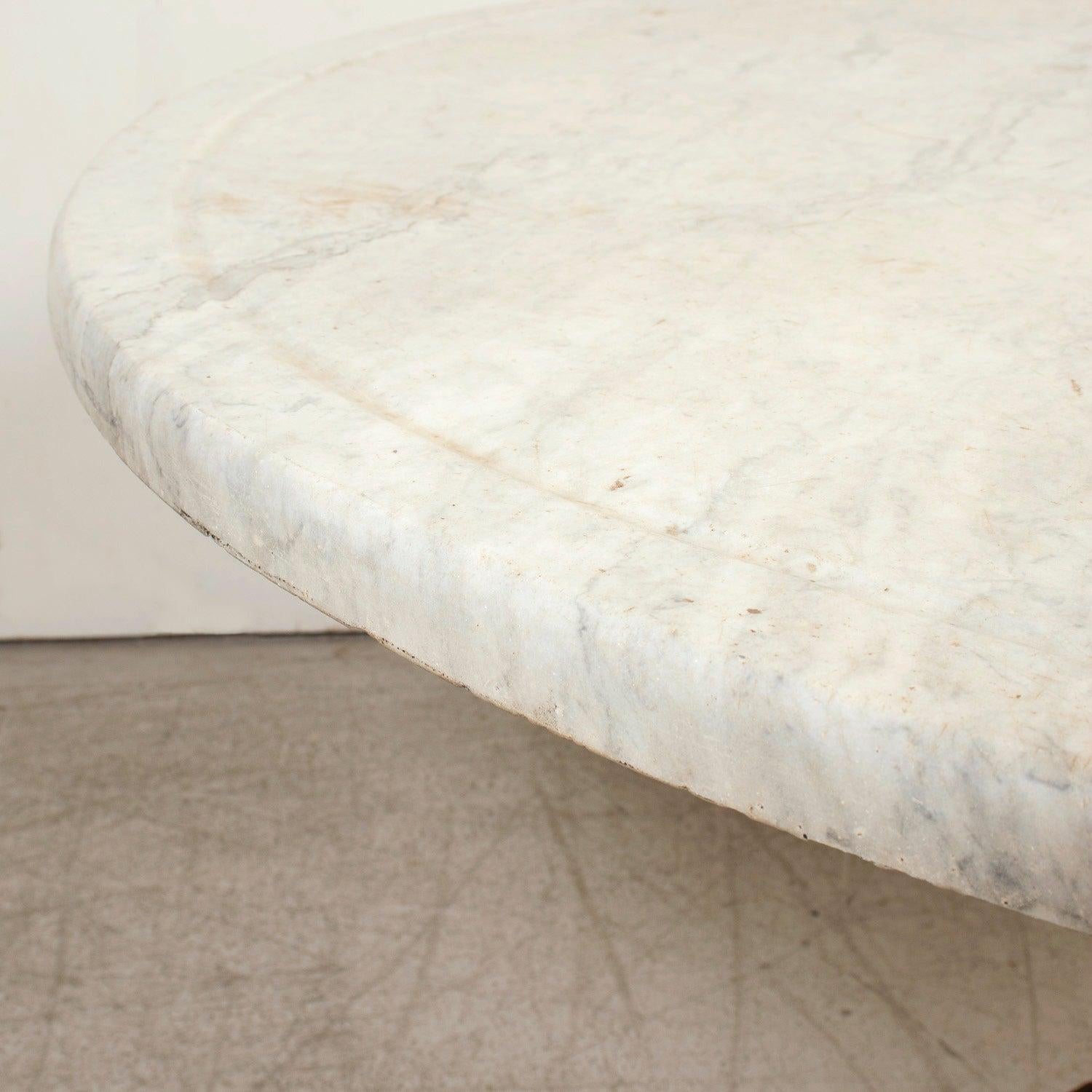 Gran Mesa Bistro Parisina Antique French con Base de Hierro y Tapa de Mármol en venta 7