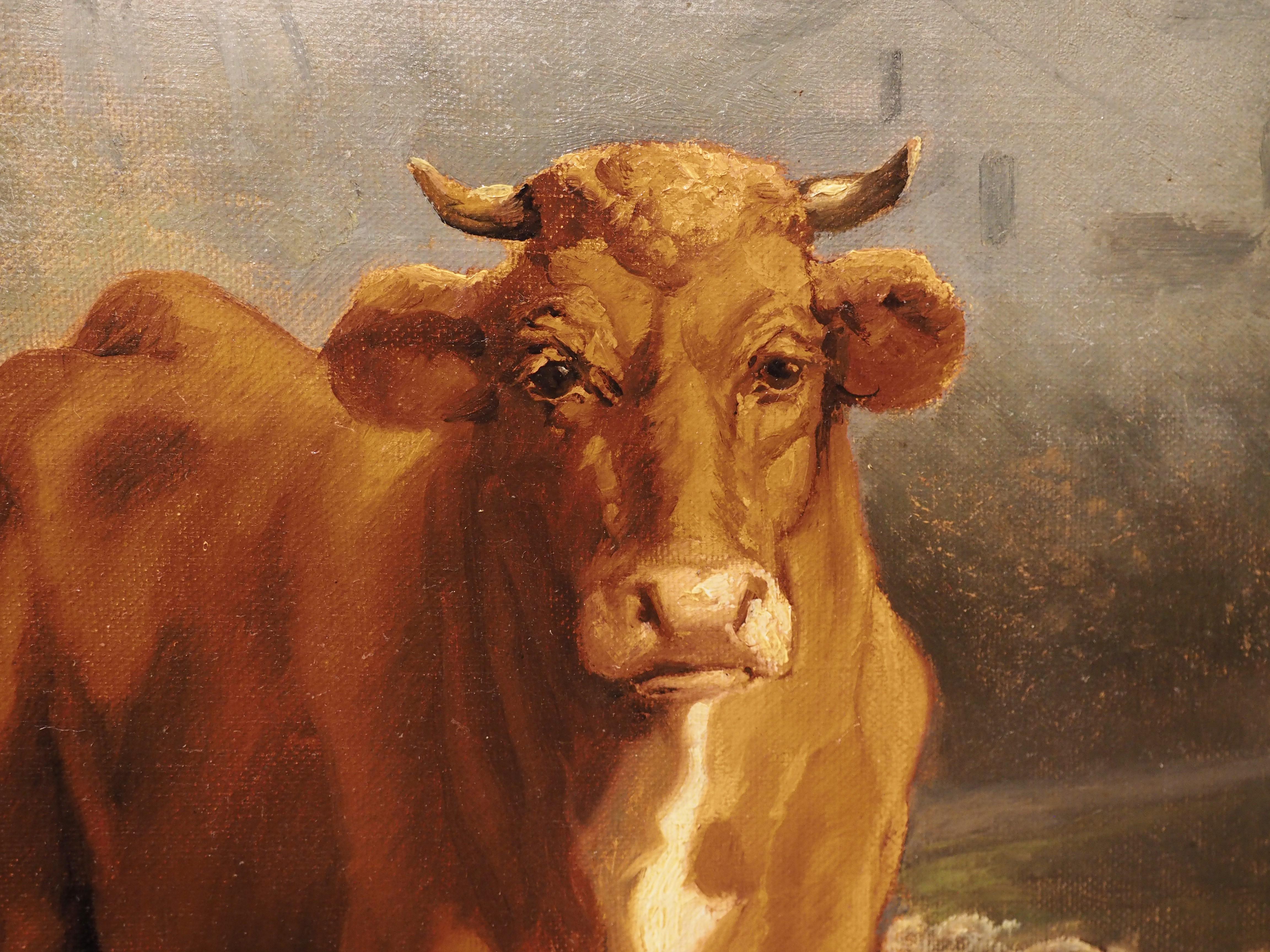 Grande peinture à l'huile pastorale française ancienne de Theodore Levigne, 1883 en vente 10
