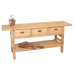 Large Antique French Pine Rustic Farmhouse Kitchen Dresser Console Island