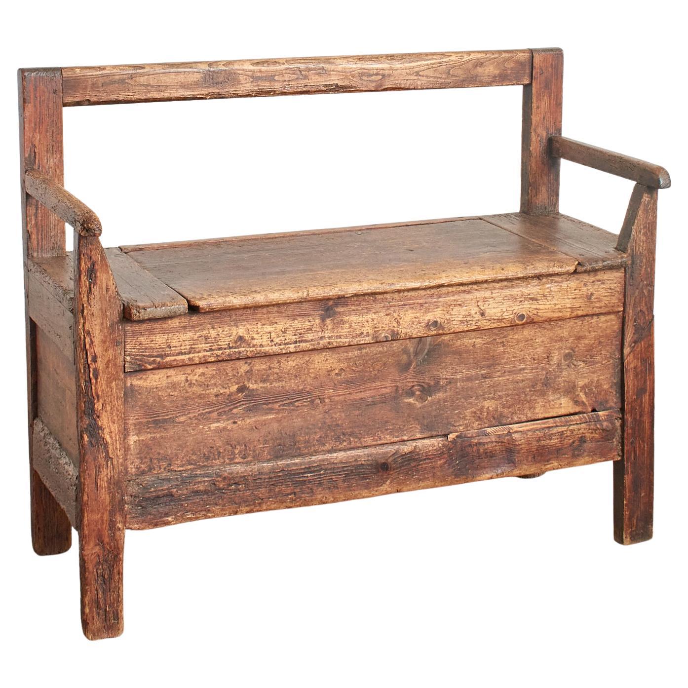 Grand banc ancien en pin français rustique Farmhouse Kitchen Hallway Settle Bench en vente