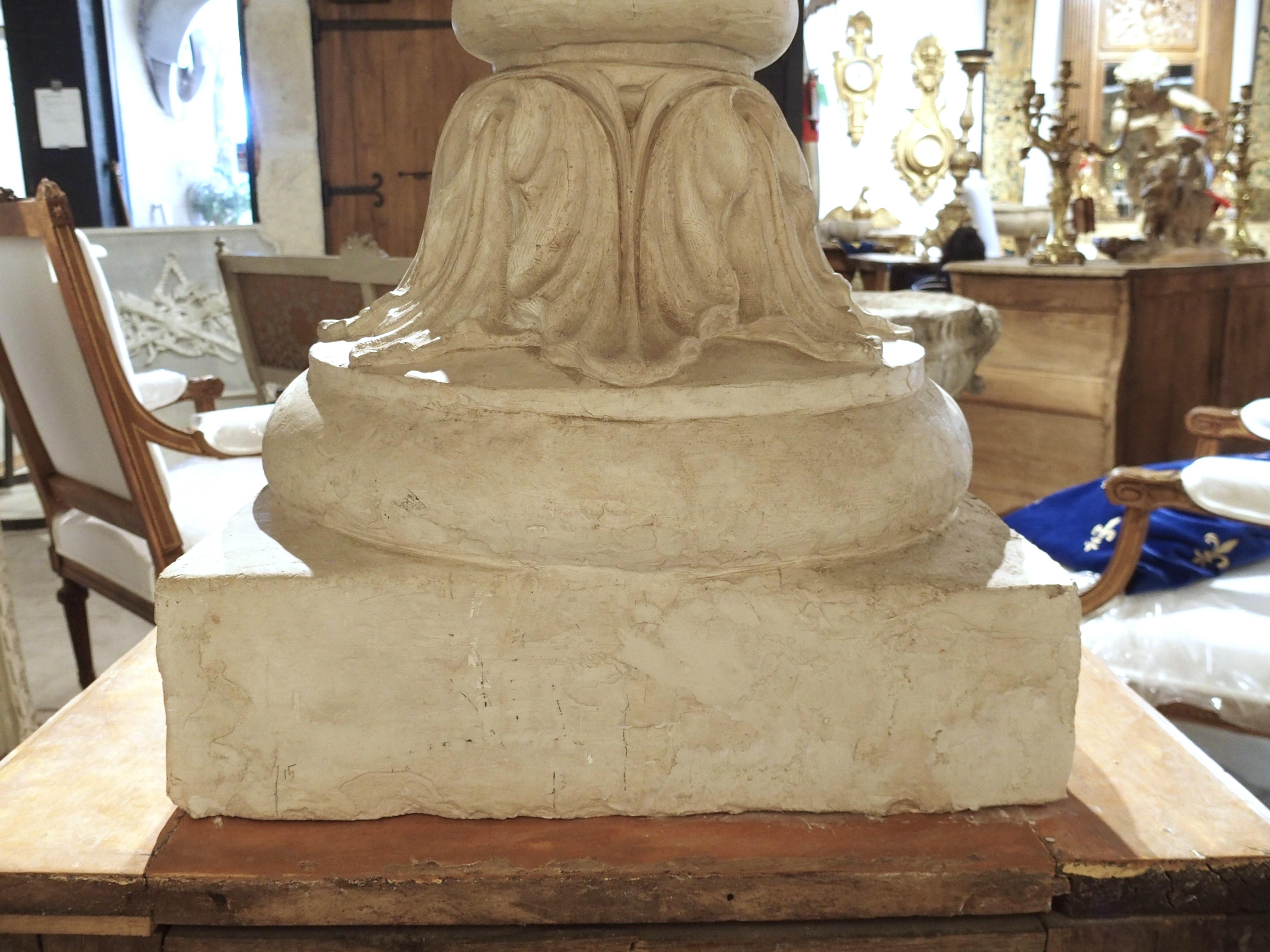 Large Antique French Plaster Pot A Feu Urn on Faux Marble Pedestal, 19th Century For Sale 7