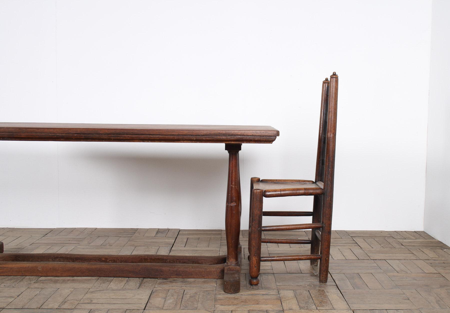 Gran Mesa de Comedor de Refectorio Antique French Años 20 Escritorio Expositor Minorista Provincial francés