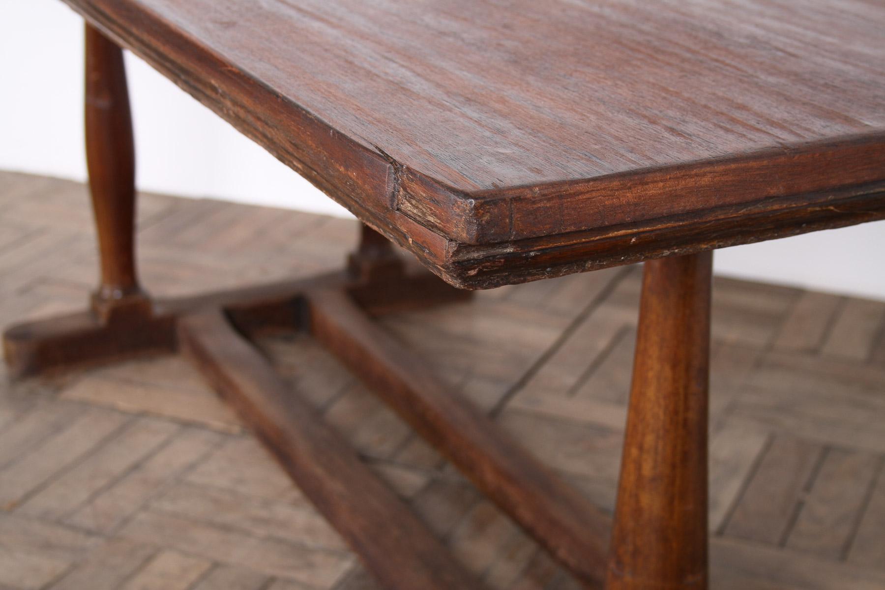 Gran Mesa de Comedor de Refectorio Antique French Años 20 Escritorio Expositor Minorista 1