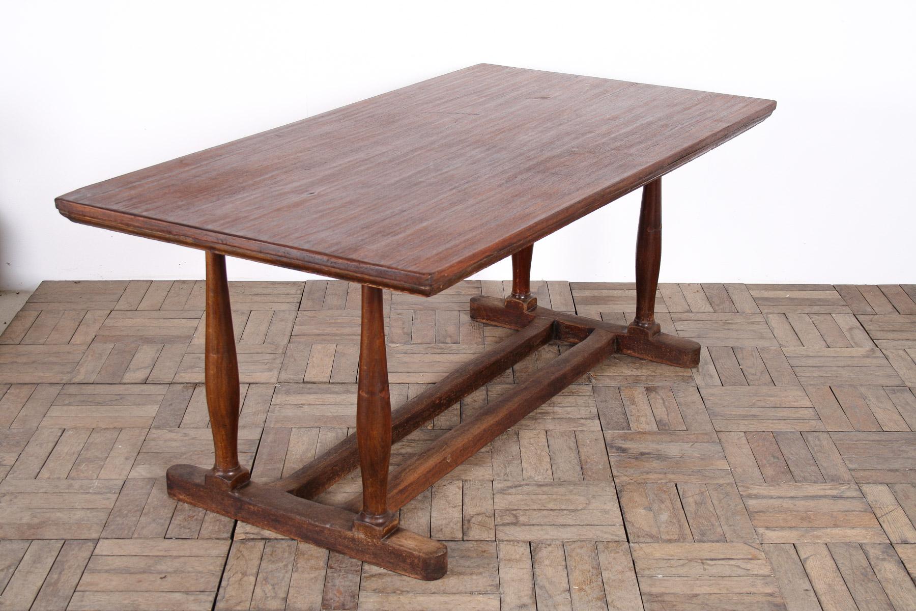Gran Mesa de Comedor de Refectorio Antique French Años 20 Escritorio Expositor Minorista 3