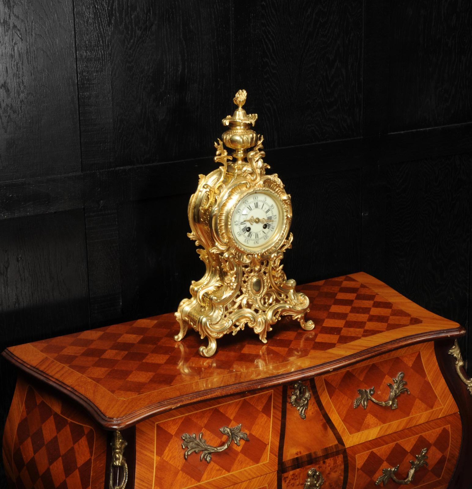 Grande horloge rococo française d'antiquités par A D Mougin 2
