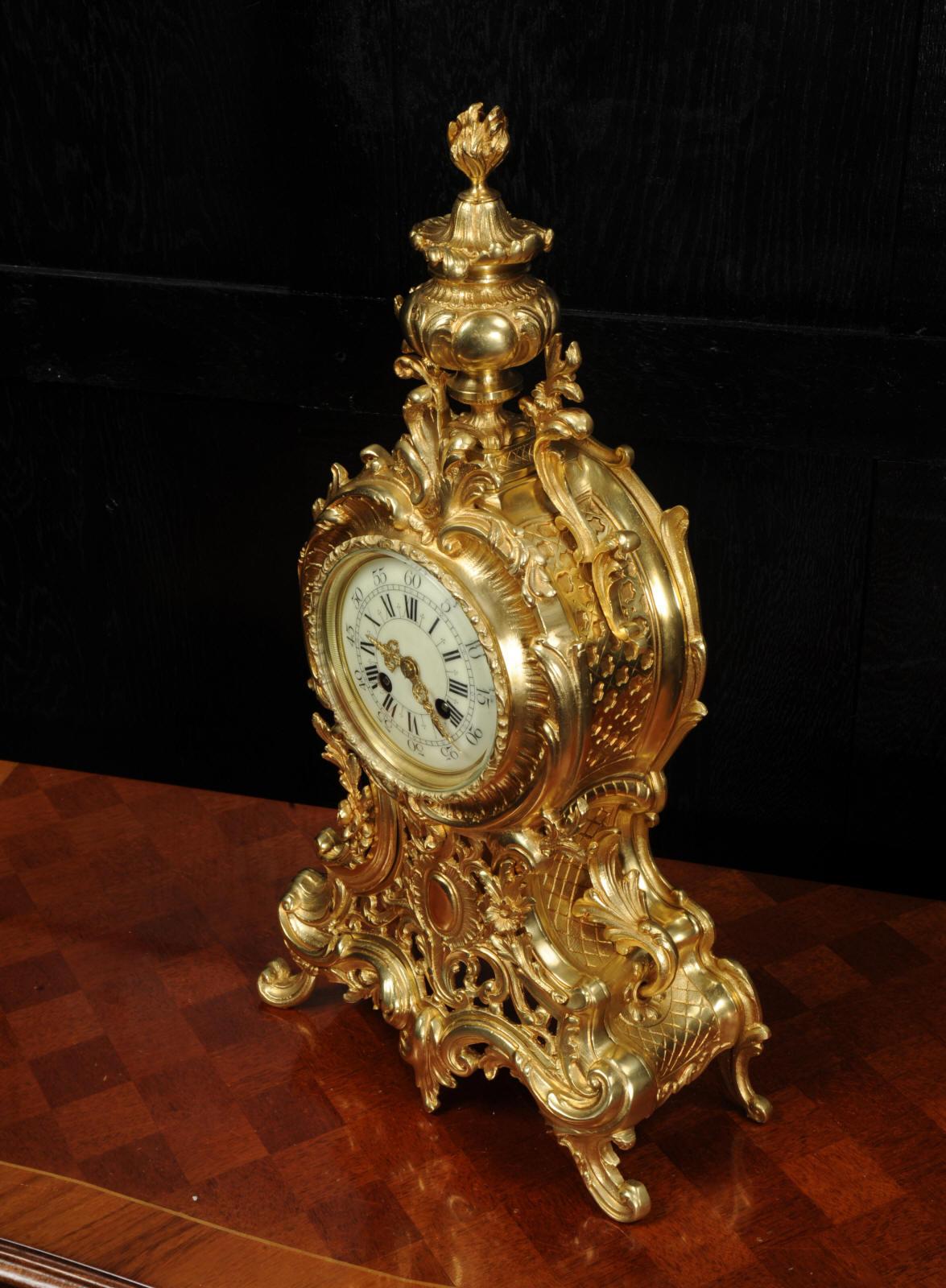 Large Antique French Rococo Clock by A D Mougin 3