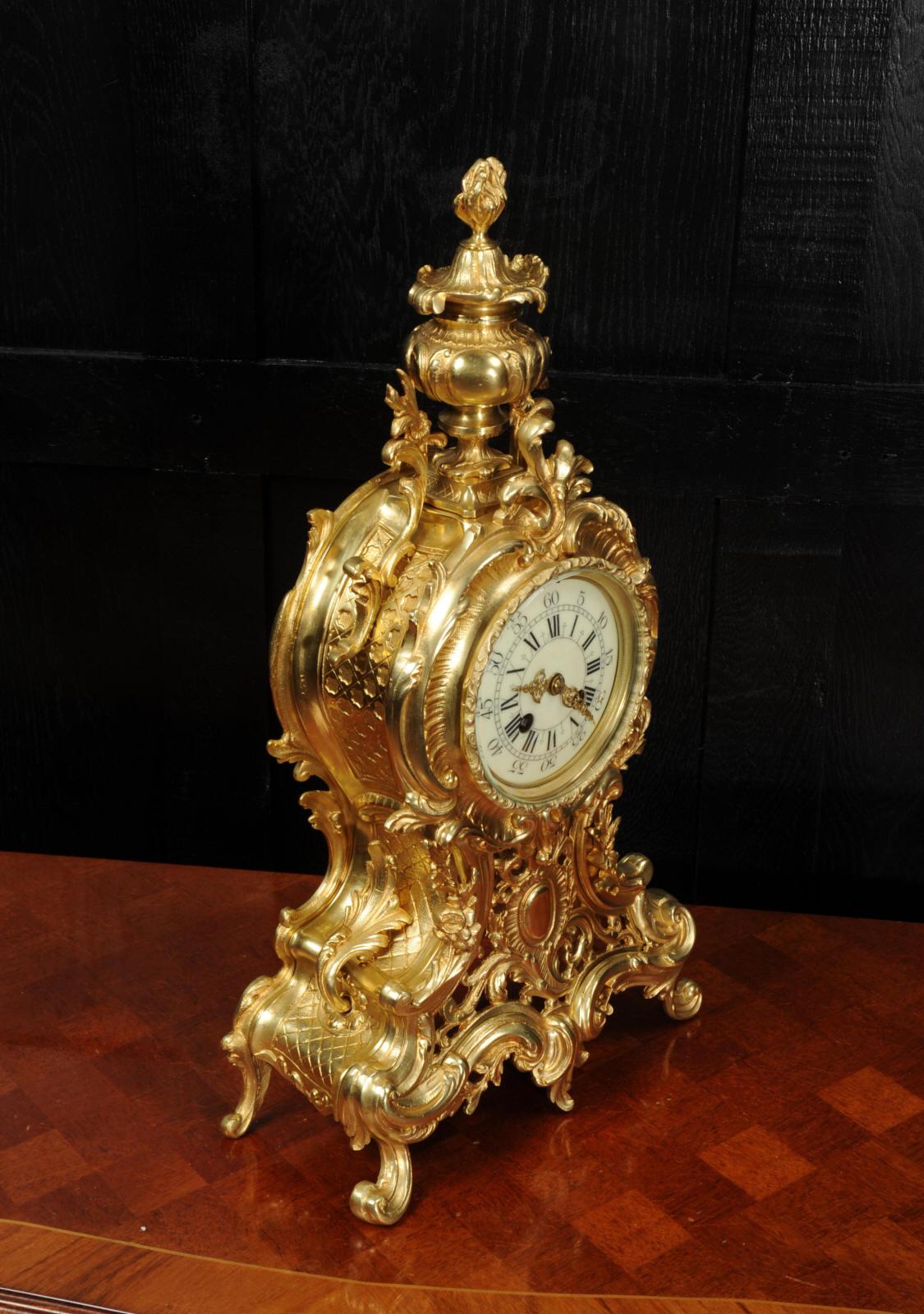 Grande horloge rococo française d'antiquités par A D Mougin 5
