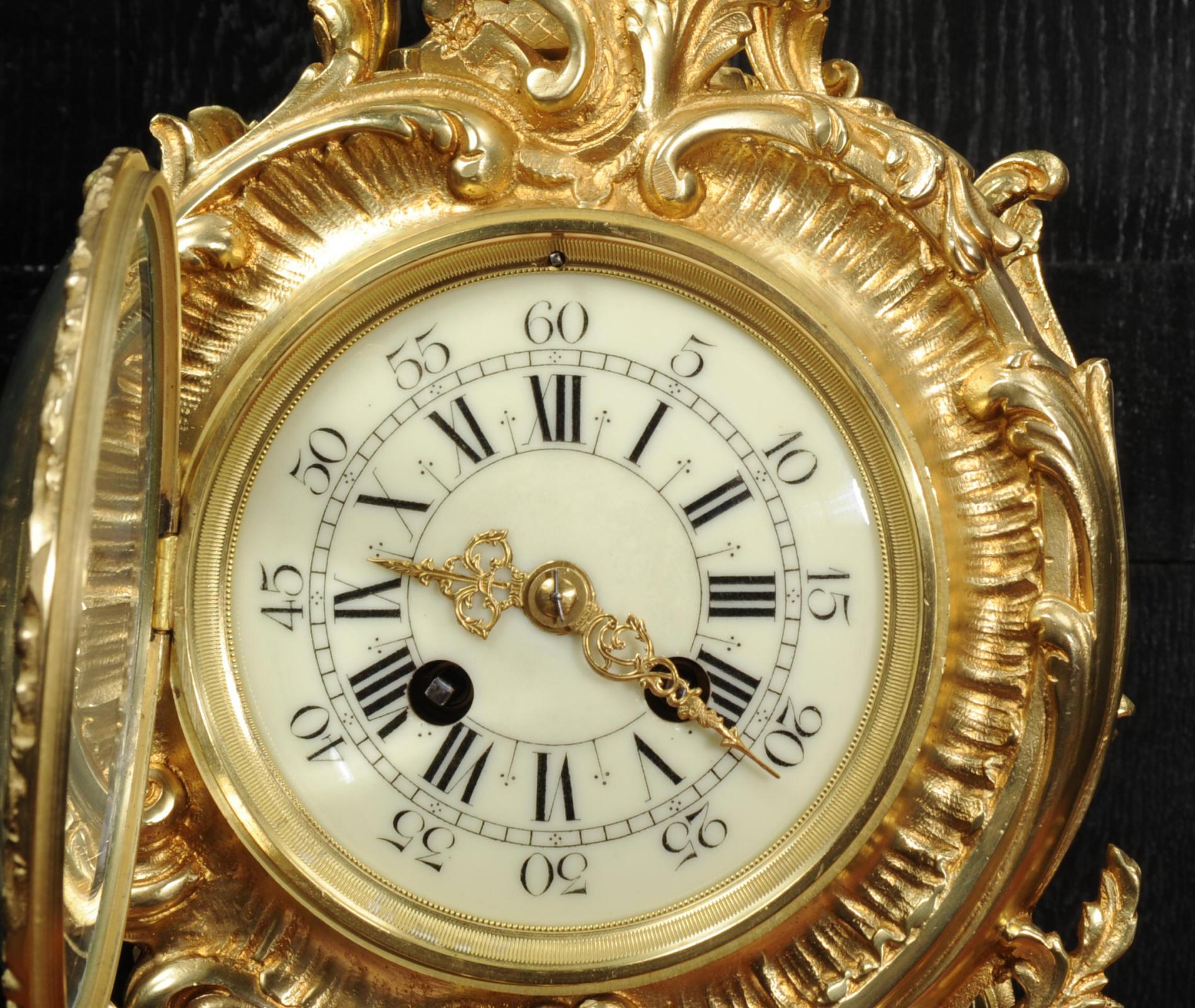 Große antike französische Rokoko-Uhr von A D Mougin 8