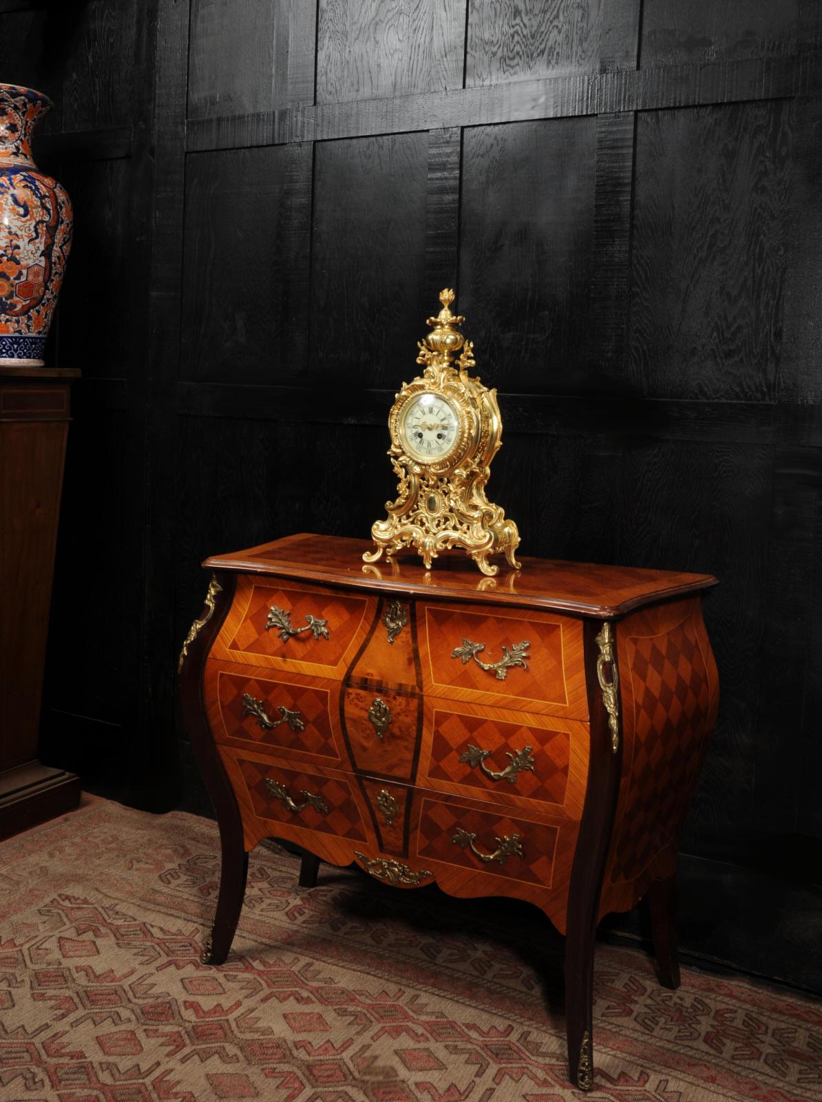 Große antike französische Rokoko-Uhr von A D Mougin 1