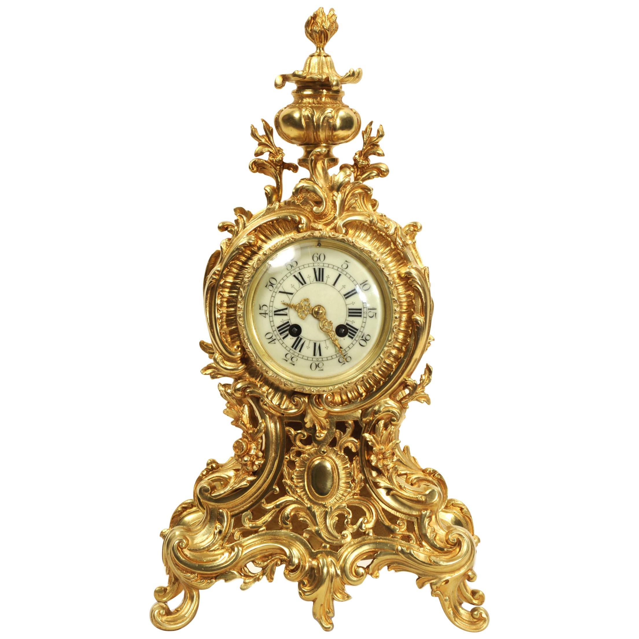 Grande horloge rococo française d'antiquités par A D Mougin