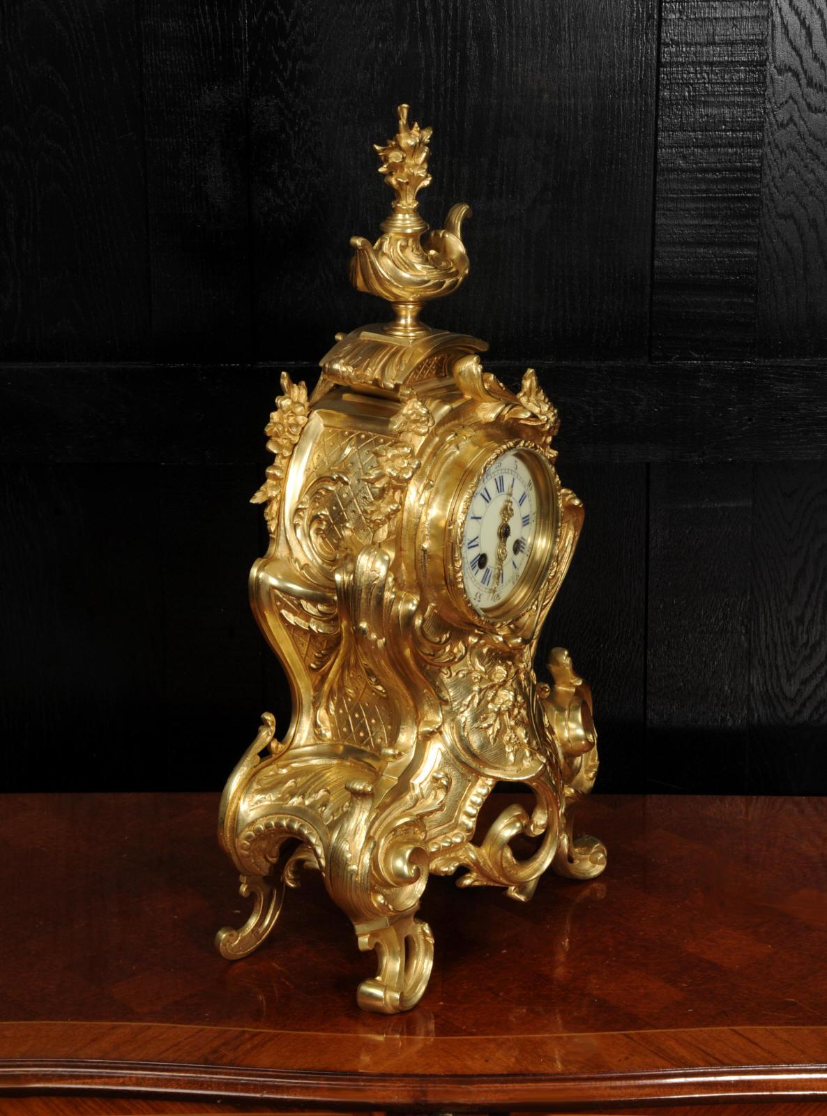 Large Antique French Rococo Clock For Sale 4