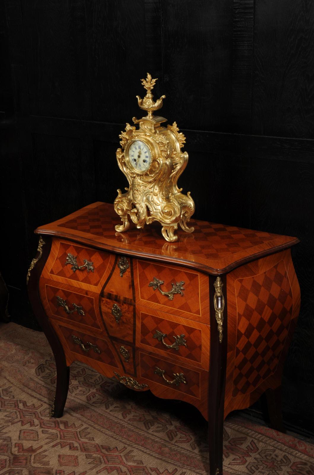 Bronze Large Antique French Rococo Clock For Sale
