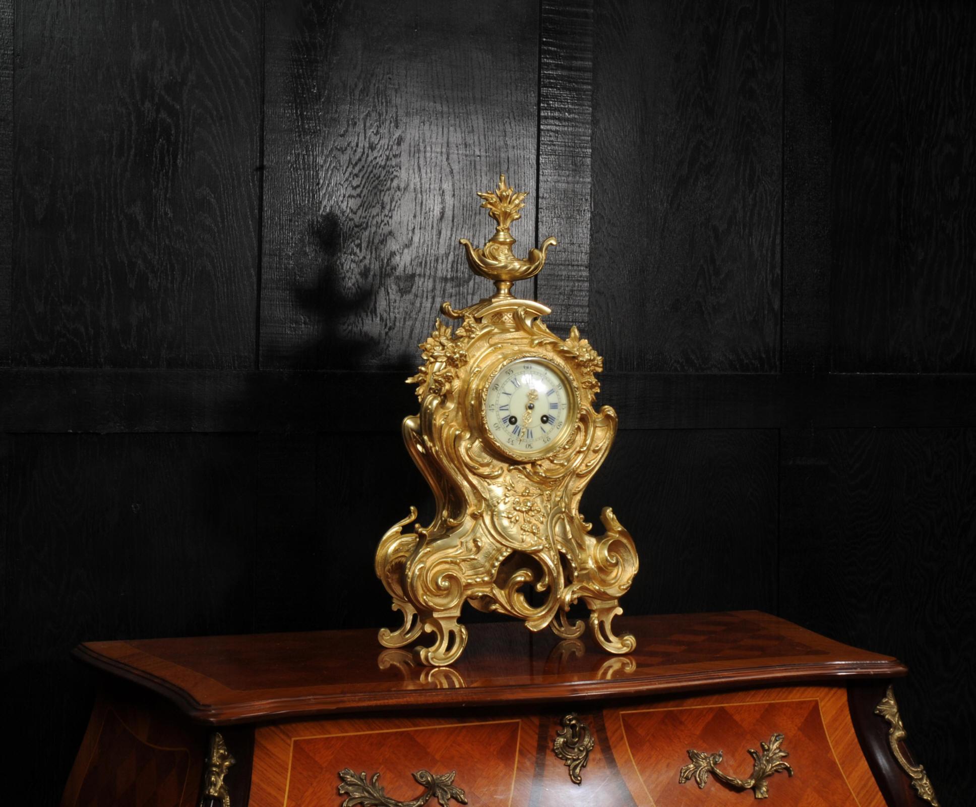 Large Antique French Rococo Clock For Sale 1
