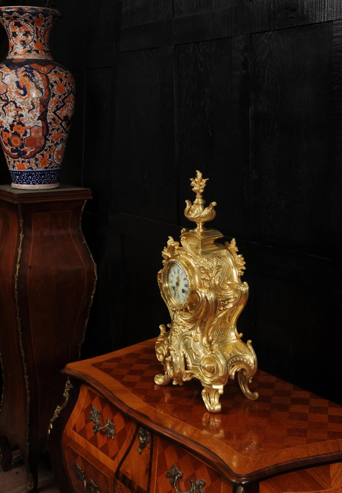 Large Antique French Rococo Clock For Sale 3