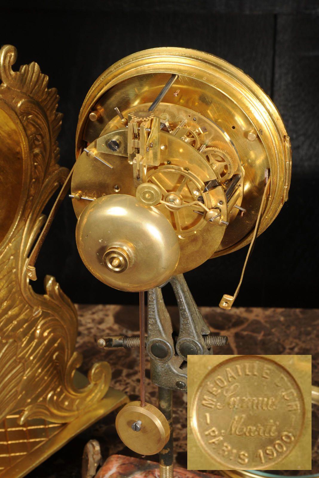 Large Antique French Rococo Gilt Bronze Candelabra Clock Set For Sale 15