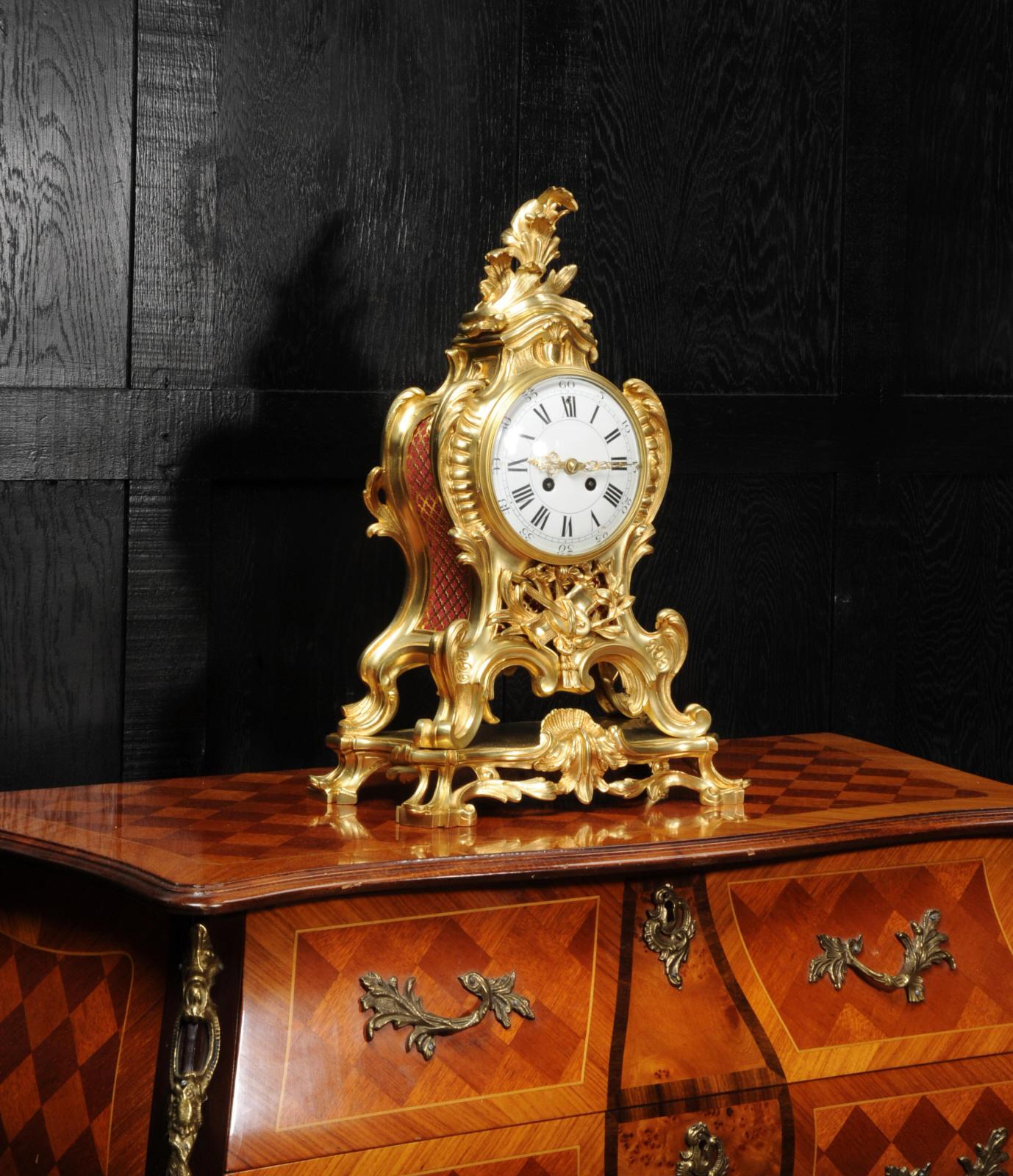 Large Antique French Rococo Ormolu Clock 5
