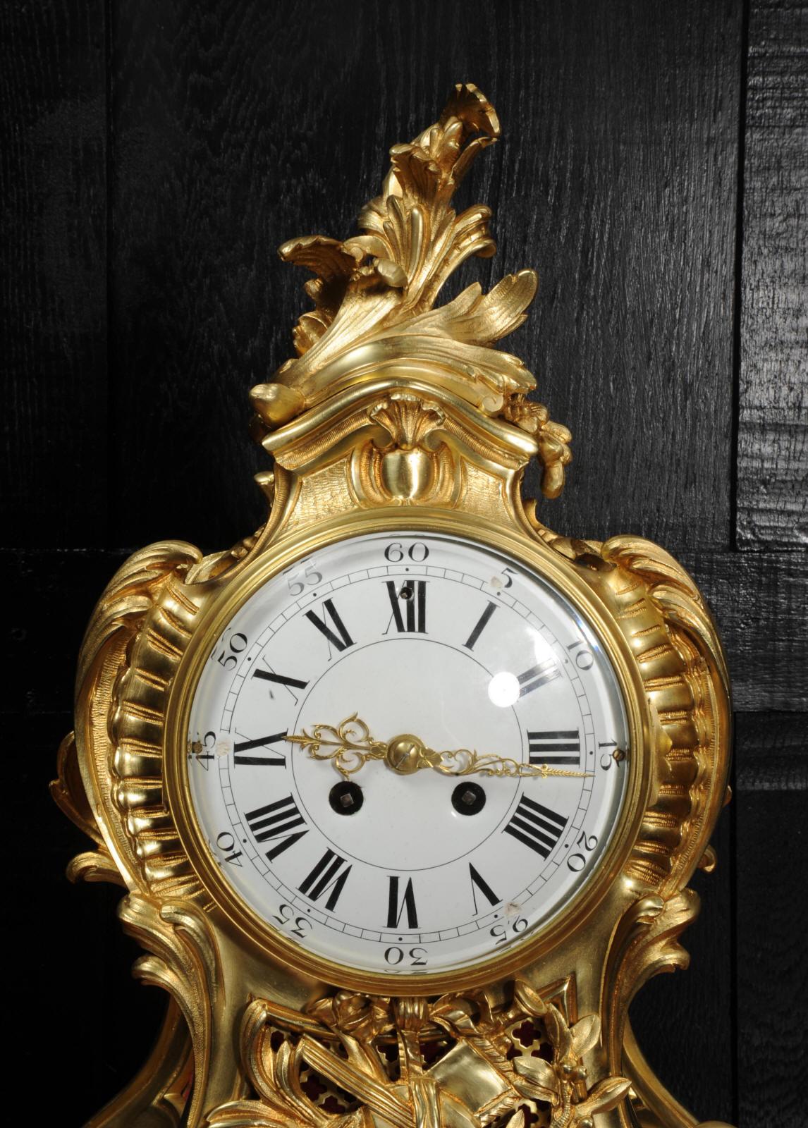 Large Antique French Rococo Ormolu Clock 10