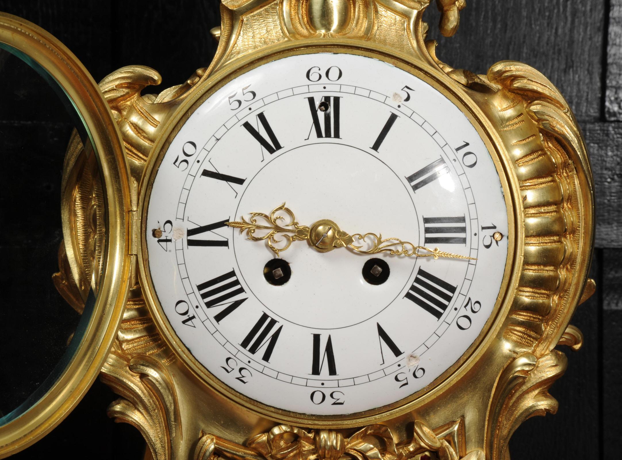 Large Antique French Rococo Ormolu Clock 11