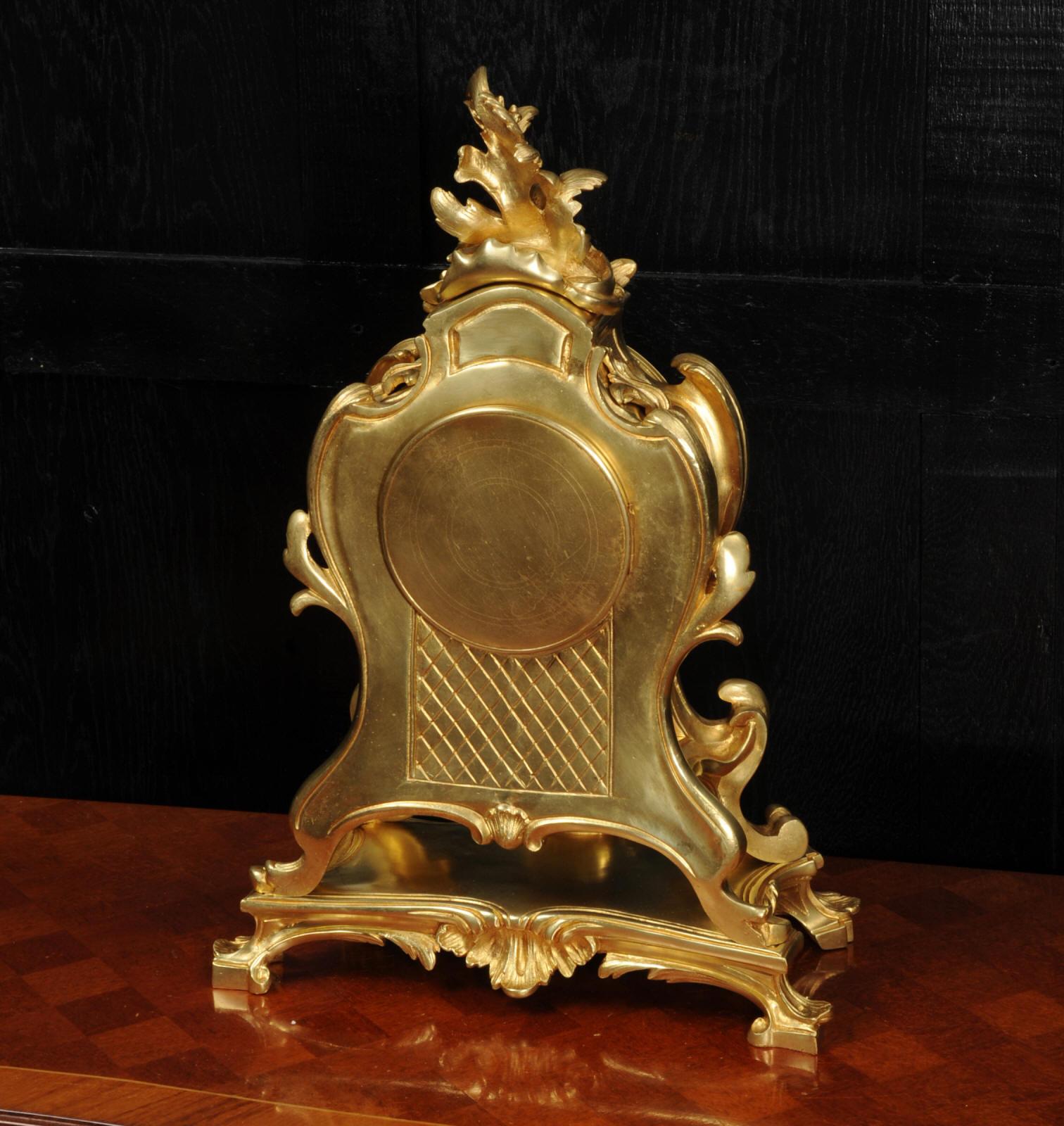 Large Antique French Rococo Ormolu Clock 12