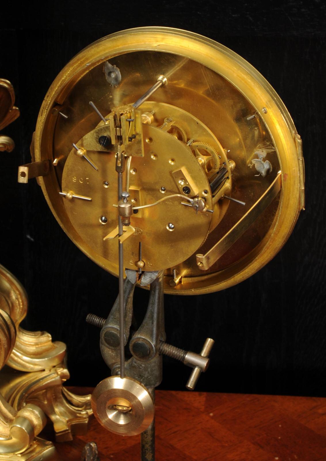 Large Antique French Rococo Ormolu Clock 13