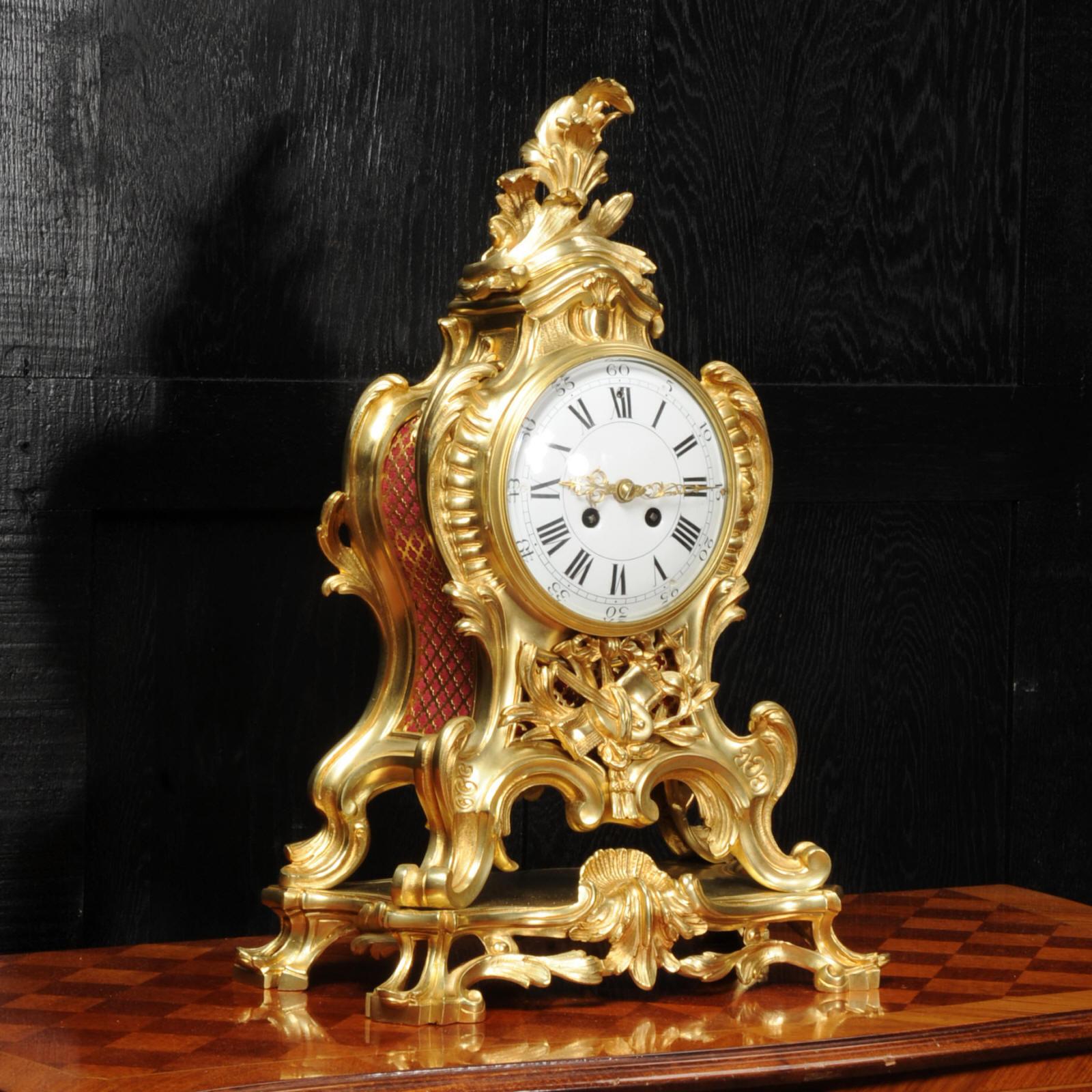 Gilt Large Antique French Rococo Ormolu Clock