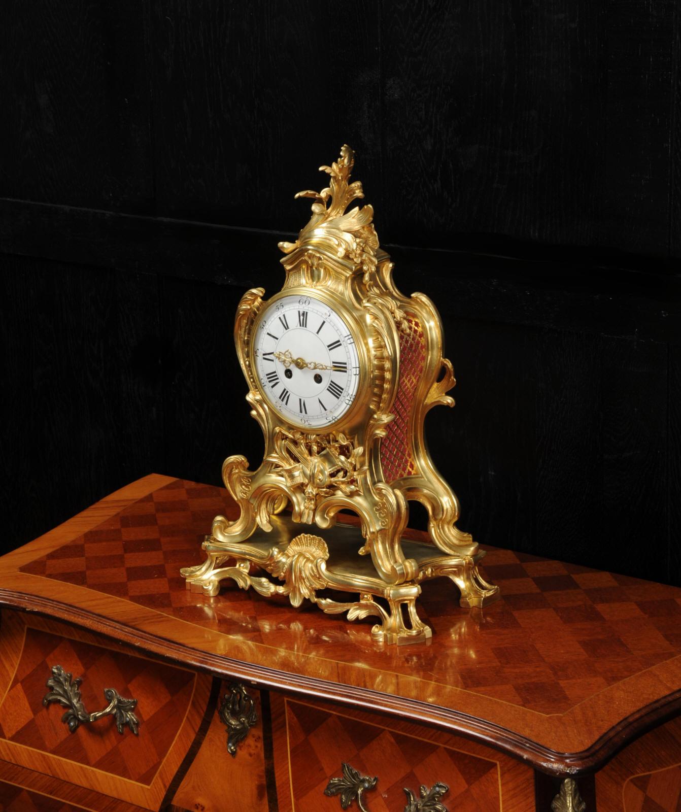 Large Antique French Rococo Ormolu Clock 2