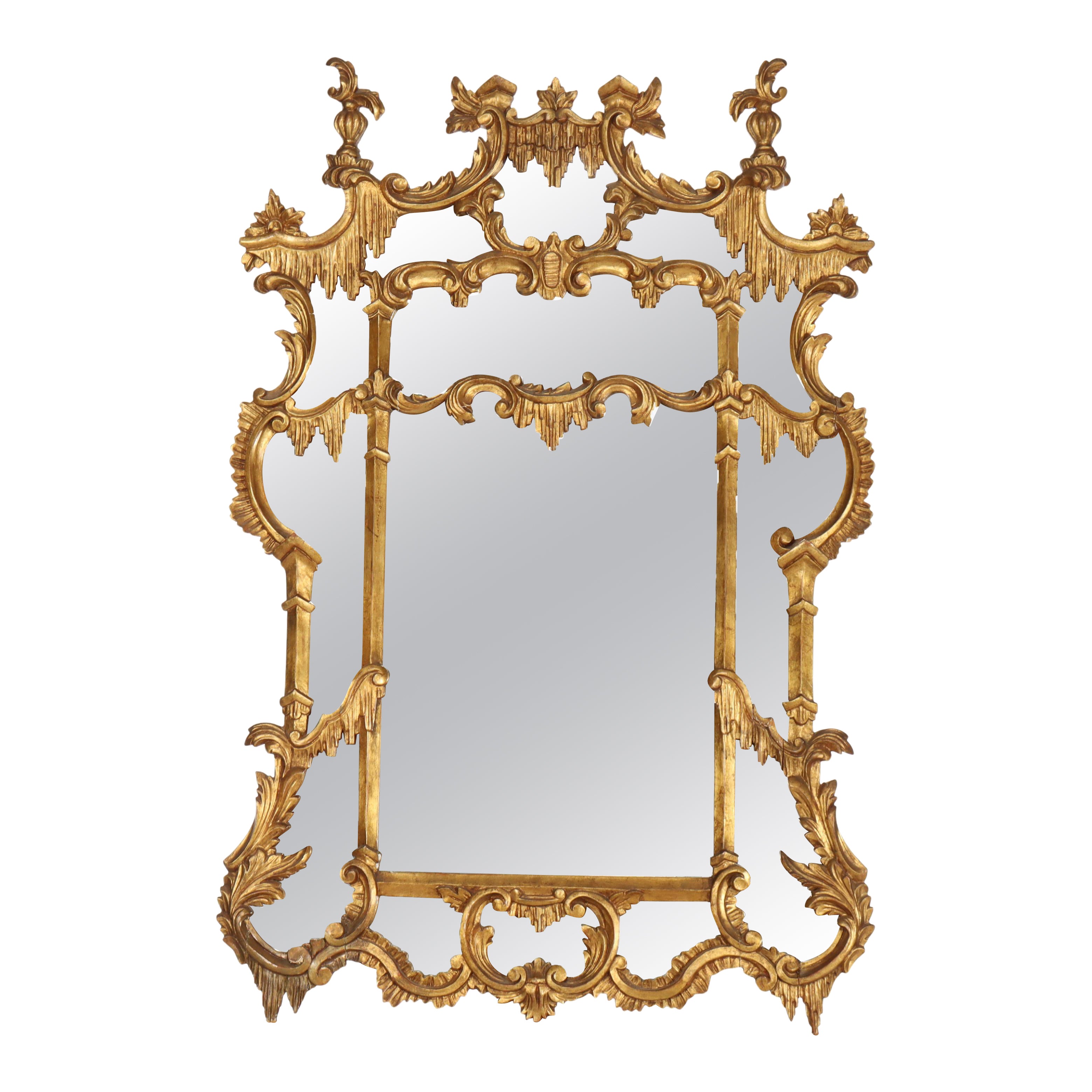 Large Antique French Rococo Style Gilt Wood Mirror C1930