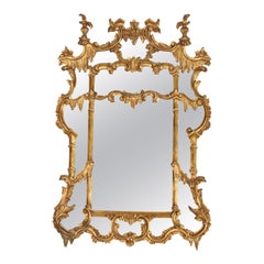 Large Antique French Rococo Style Gilt Wood Mirror C1930