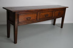 Grande table d'appoint ancienne en bois fruitier et chêne de ferme rustique français