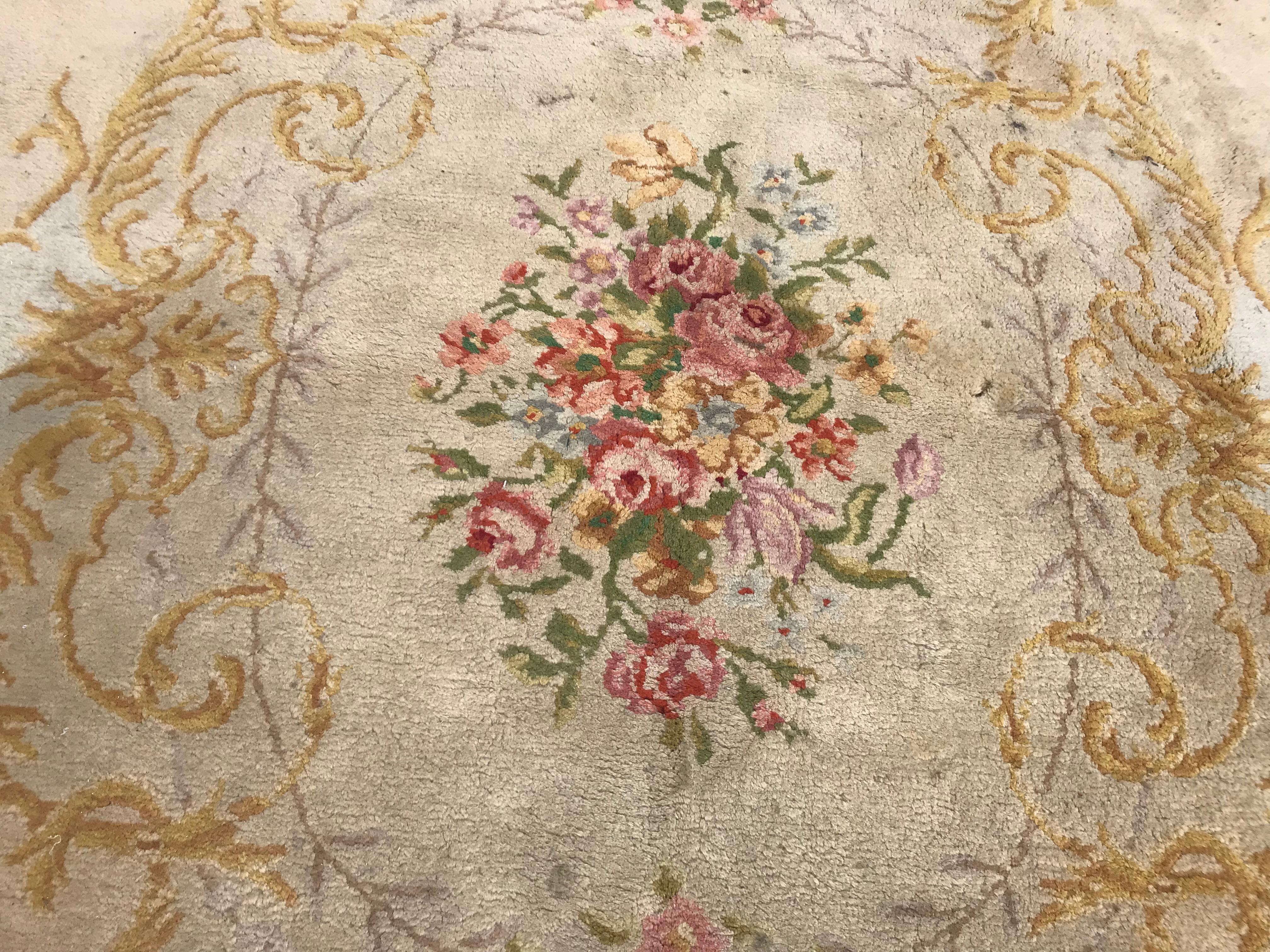 Aubusson Large Antique French Savonnerie 19th Century Rug