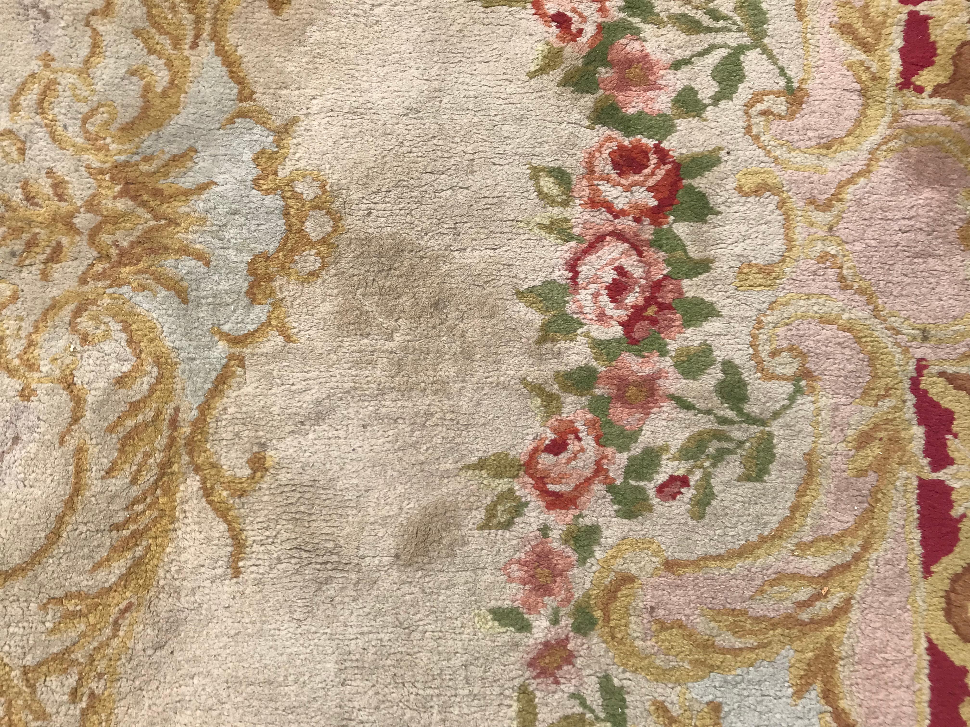 Wool Large Antique French Savonnerie 19th Century Rug