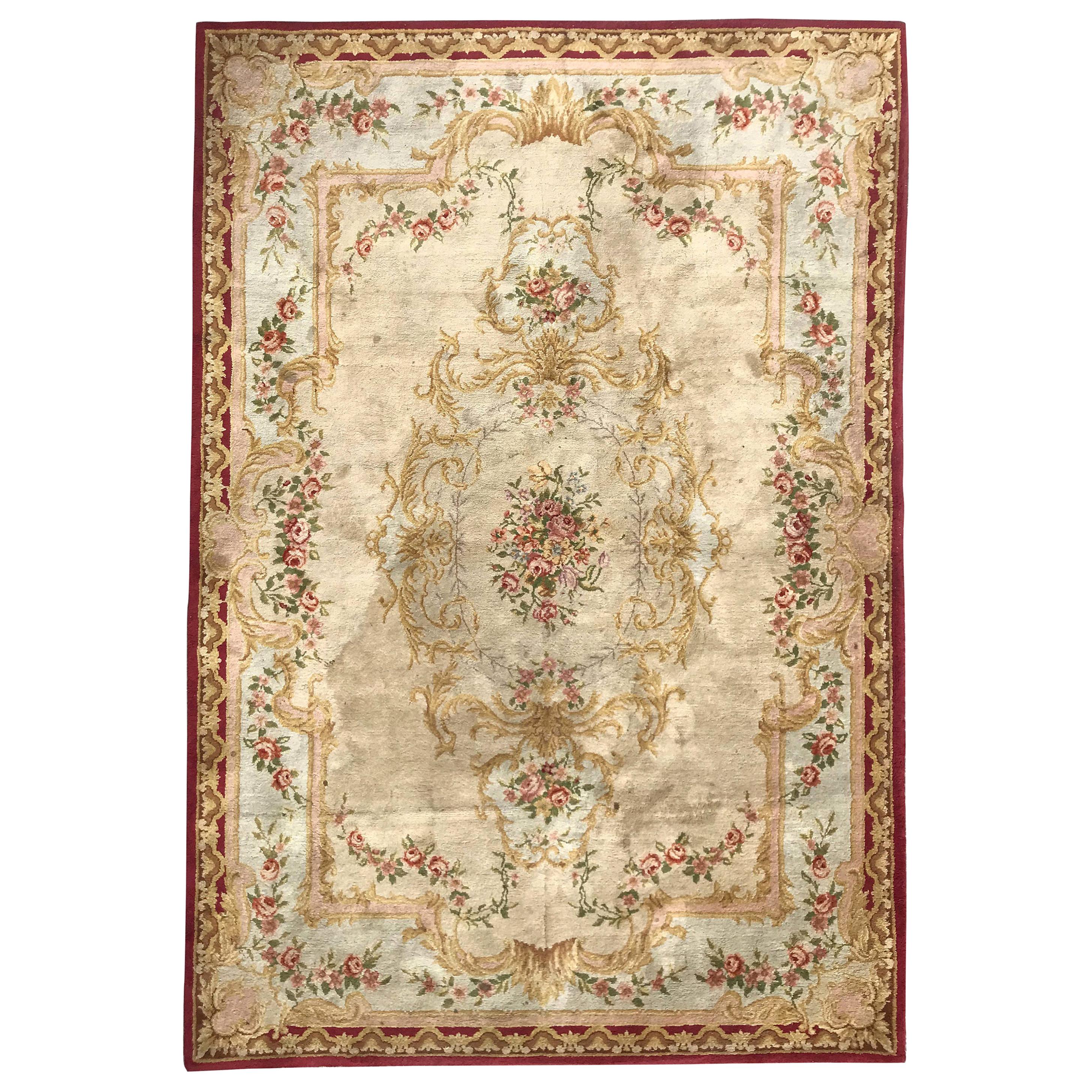 Large Antique French Savonnerie 19th Century Rug