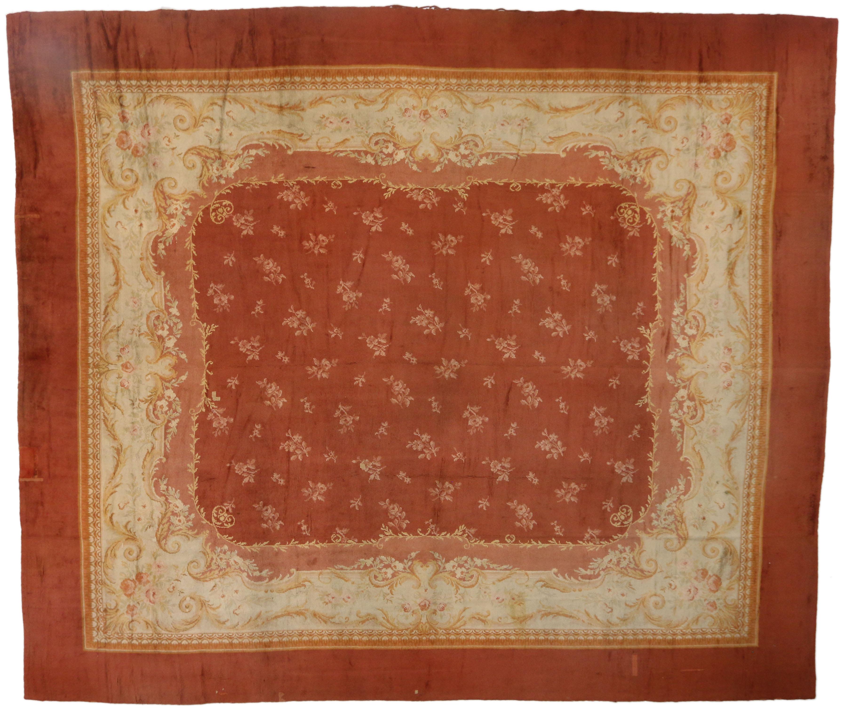 Aubusson Oversized Antique French Savonnerie Rug For Sale