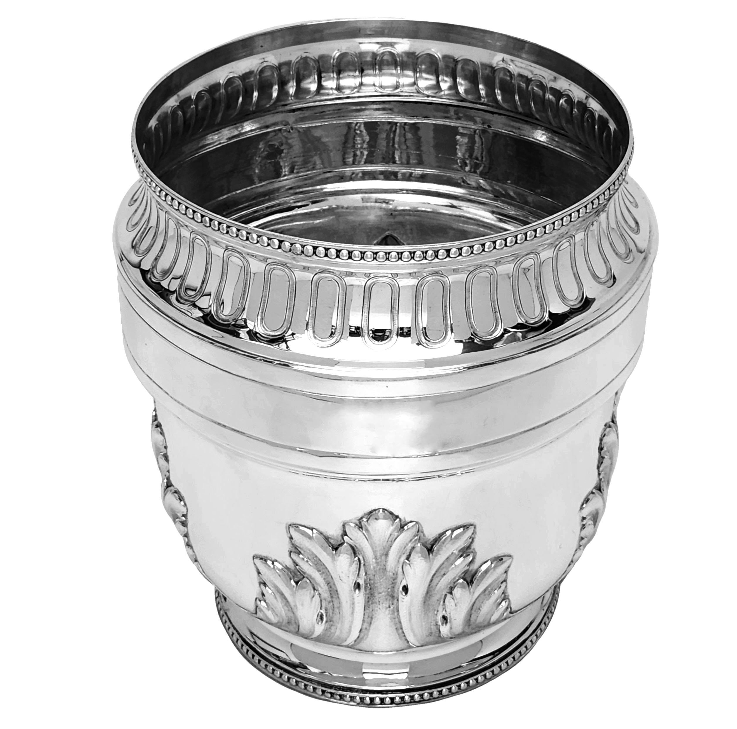 Large Antique French Silver Wine Cooler / Champagne Bucket c. 1890 In Good Condition For Sale In London, GB