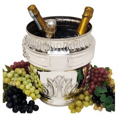 Large Antique French Silver Wine Cooler / Champagne Bucket c. 1890