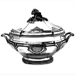 Large Antique French Solid Silver Lidded Soup Tureen, c. 1890