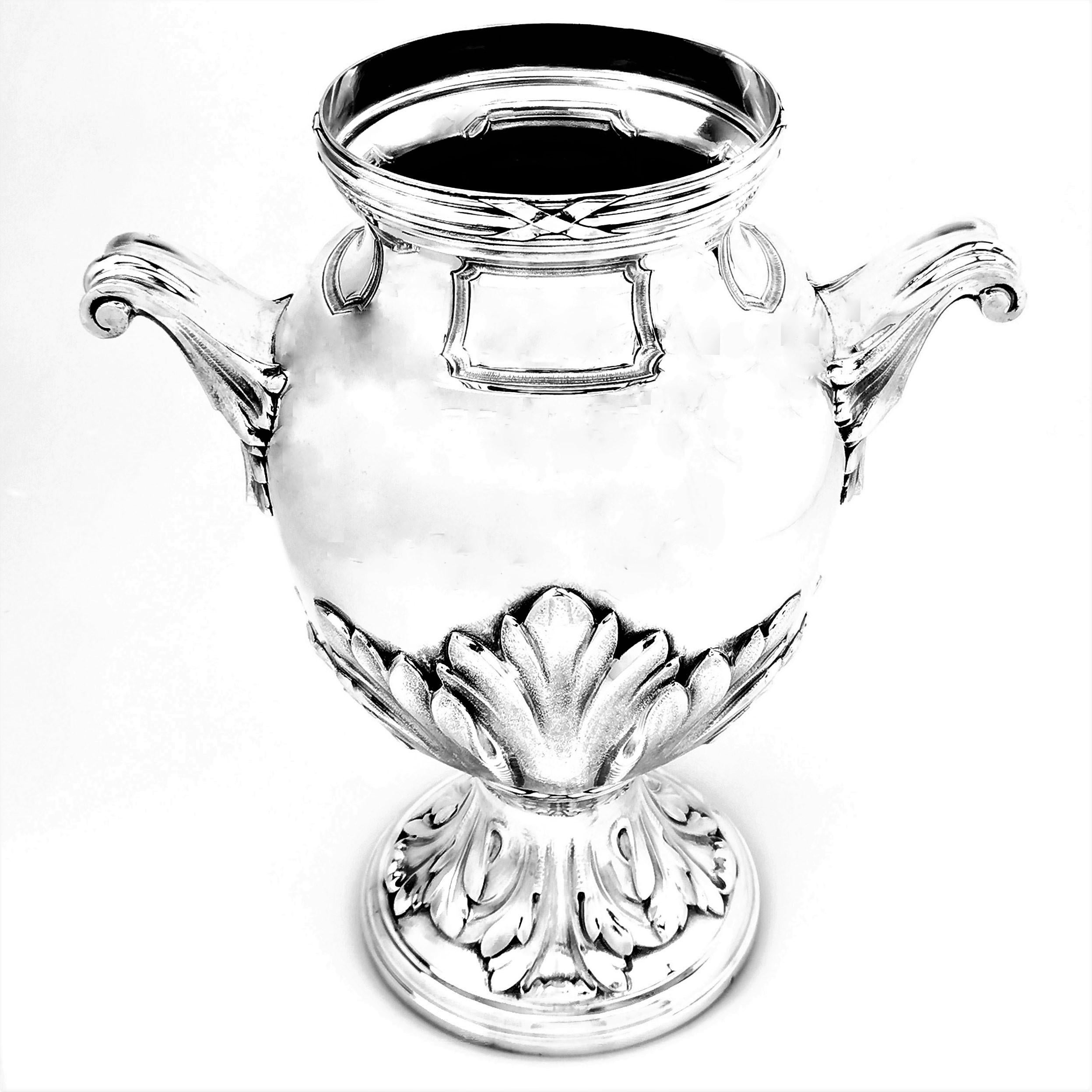 Large Antique French Solid Silver Flower Vase, circa 1900 In Good Condition For Sale In London, GB