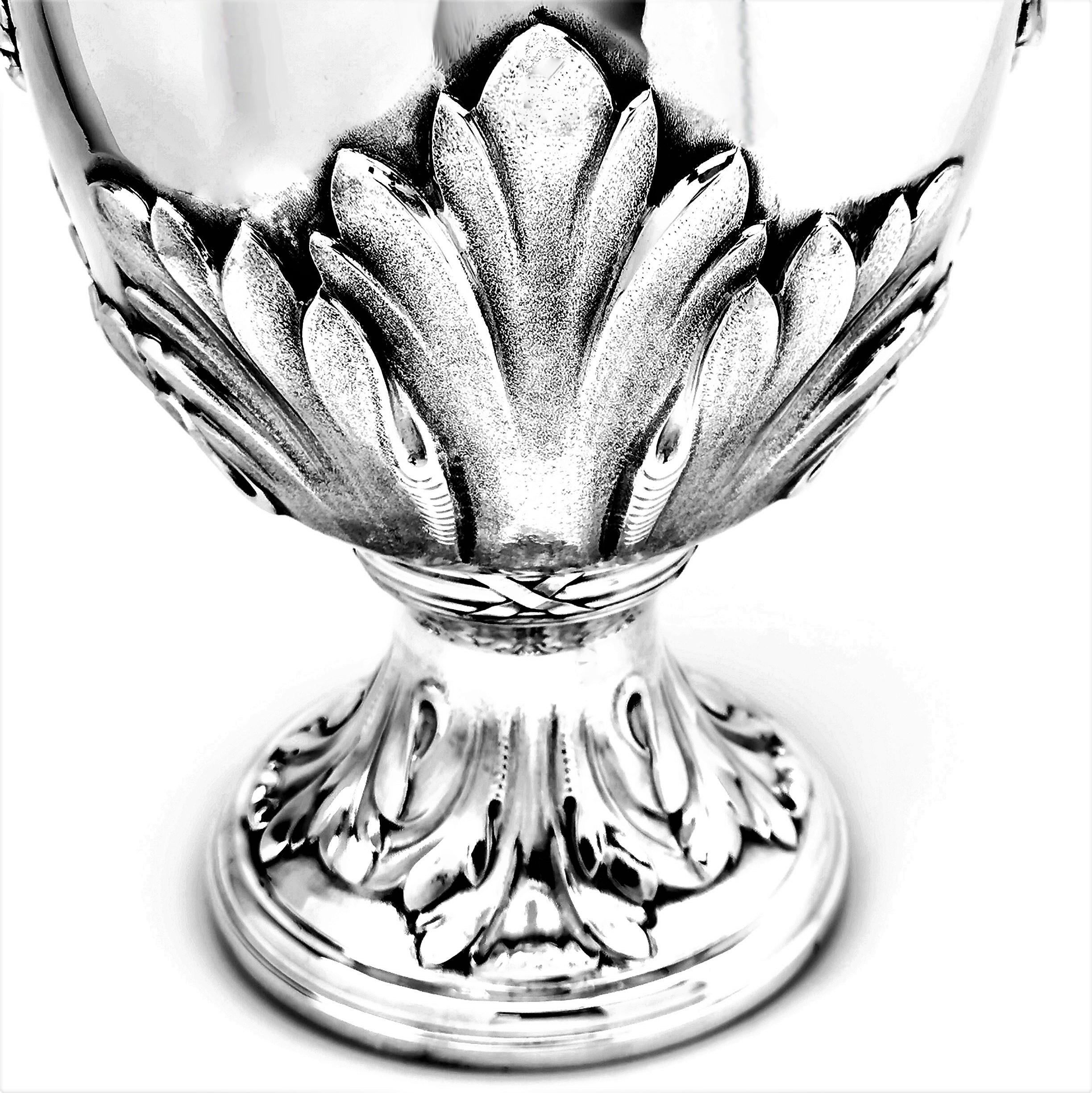 20th Century Large Antique French Solid Silver Flower Vase, circa 1900 For Sale